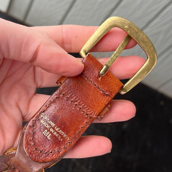 VTG Braided Leather Belt M/L Brown Brass Buckle Boho Western 90s Style - Picture 3 of 8